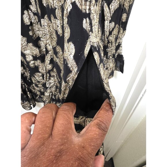 Anthropologie Women's Black & Gold Fairy Grunge Tunic Witchy Embroidered Long-Sl - Picture 7 of 10